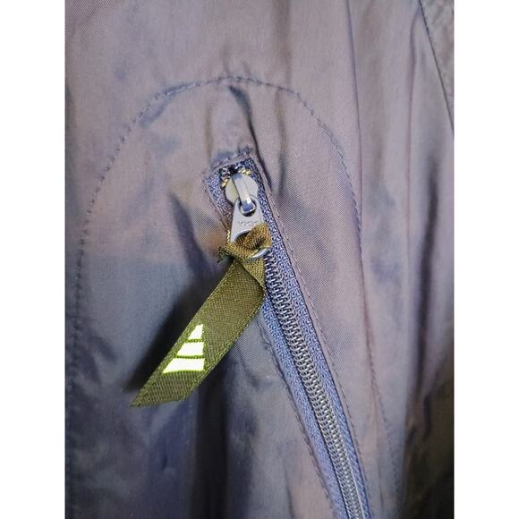 Vintage Adidas Jacket Mens Large Navy Blue Green Vented Hooded Retro Windbreaker - Picture 10 of 12